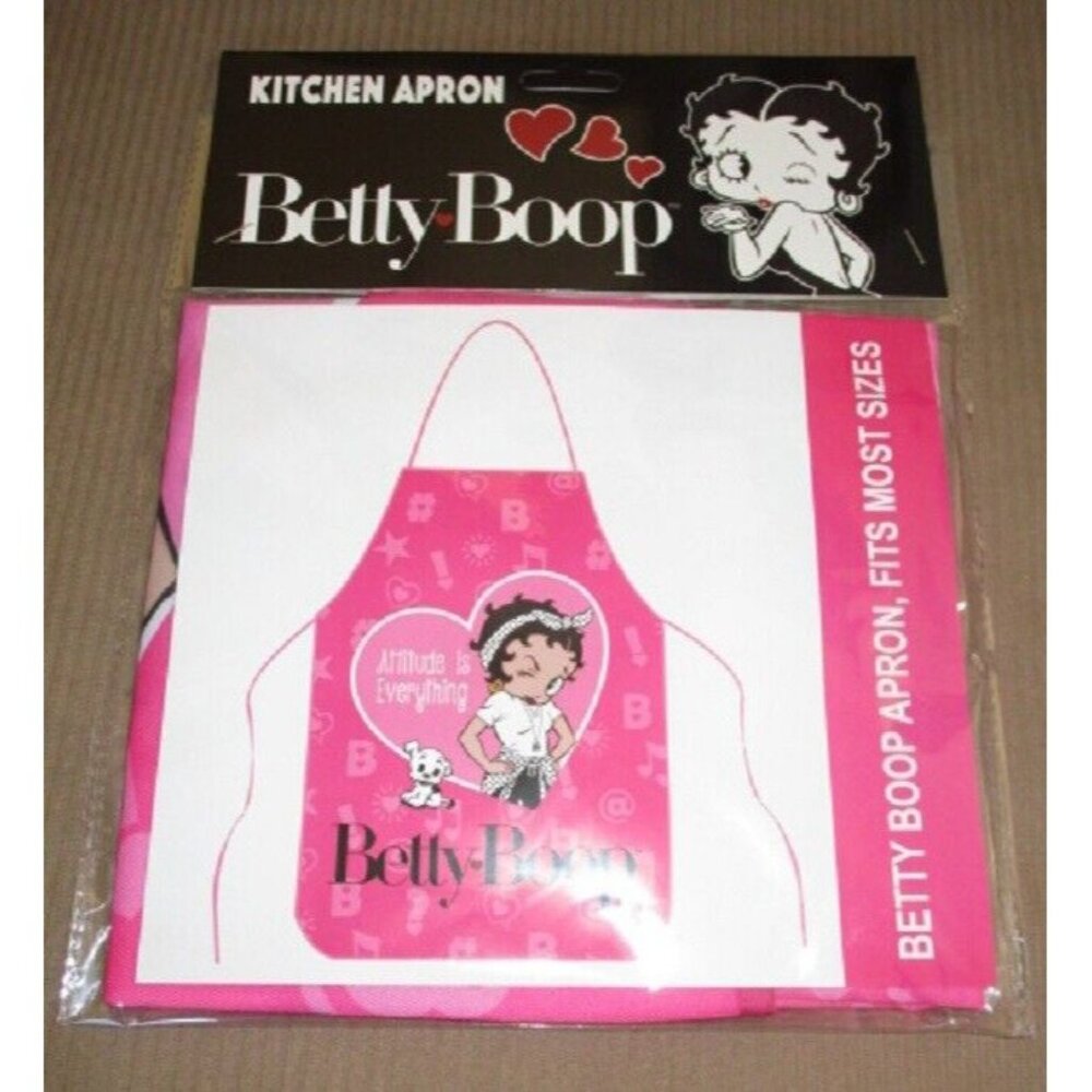 New Sassy Betty Boop & Pudgy Attitude Pink Apron Kitchen Cooking Gift Oven Grill - Picture 3 of 3